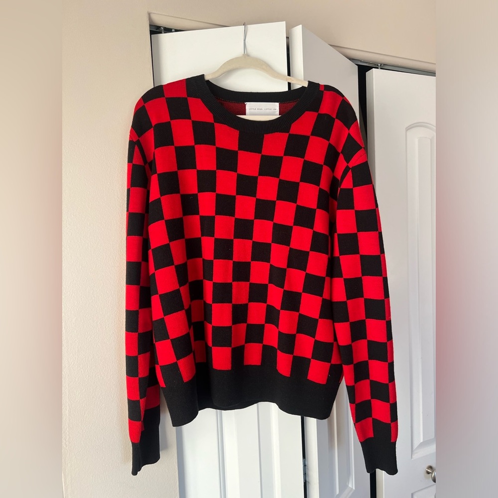 Black & Red Checkered Wool Sweater